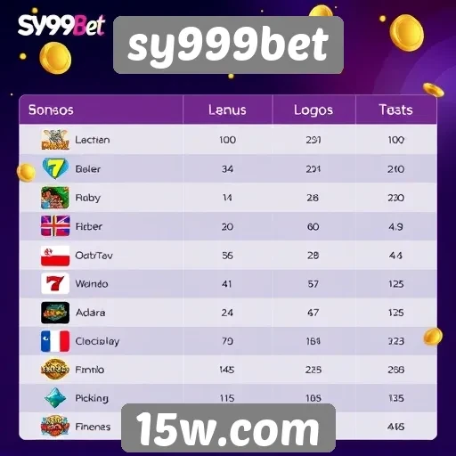 Comparação de jogos disponíveis no sy999bet